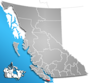 Map of British Columbia showing Victoria